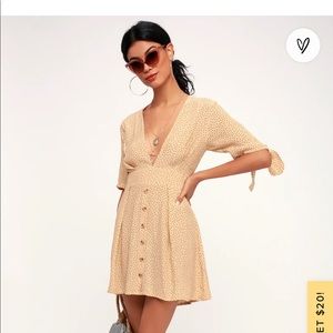 Faithfull The Brand: Birgit Beige Polka Dot Mini Dress size small